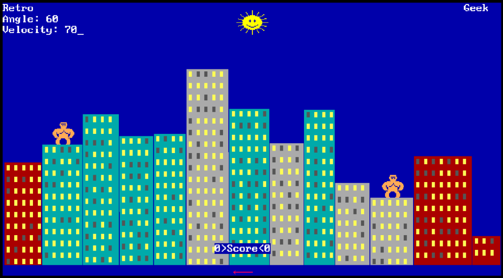 Taking a turn in "QBasic Gorillas".