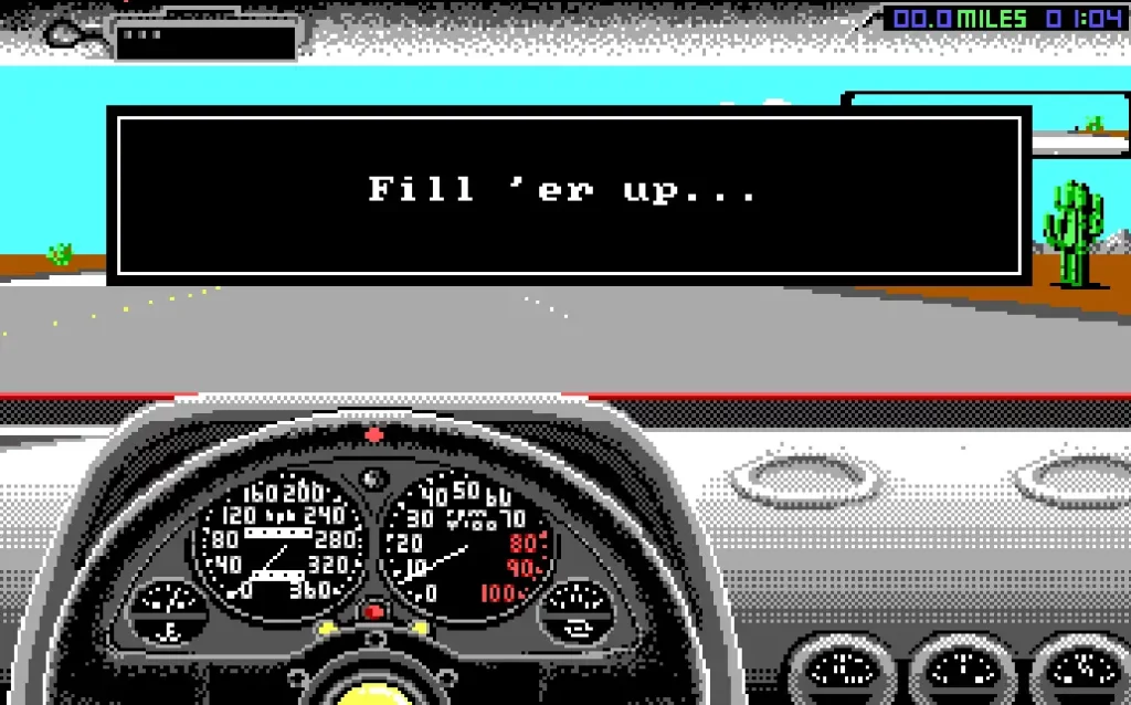 The Duel: Test Drive II Fill 'er up screen