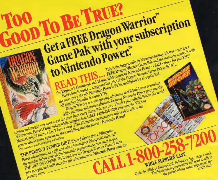 Nintendo Power free Dragon Quest giveaway