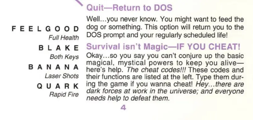 Hocus Pocus cheat codes in user manual