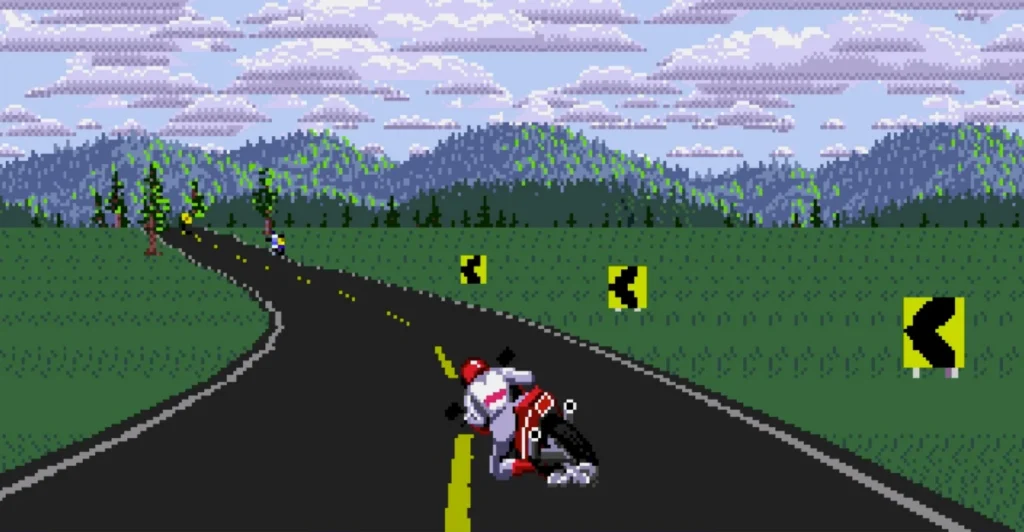 Road Rash screenshot of a turn