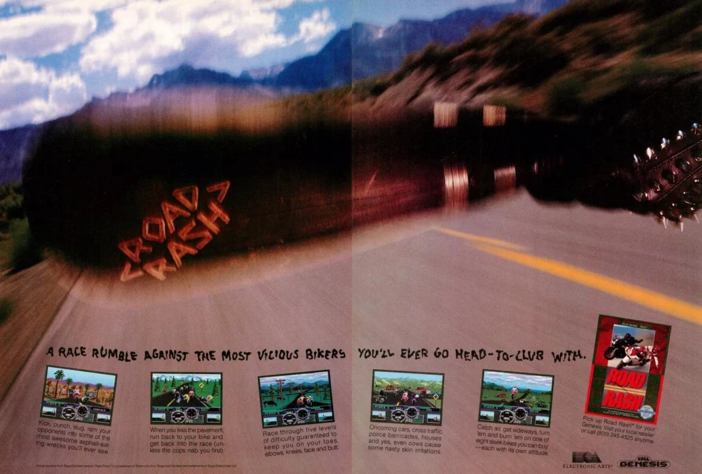 Road Rash ad in GamePro, November 1991