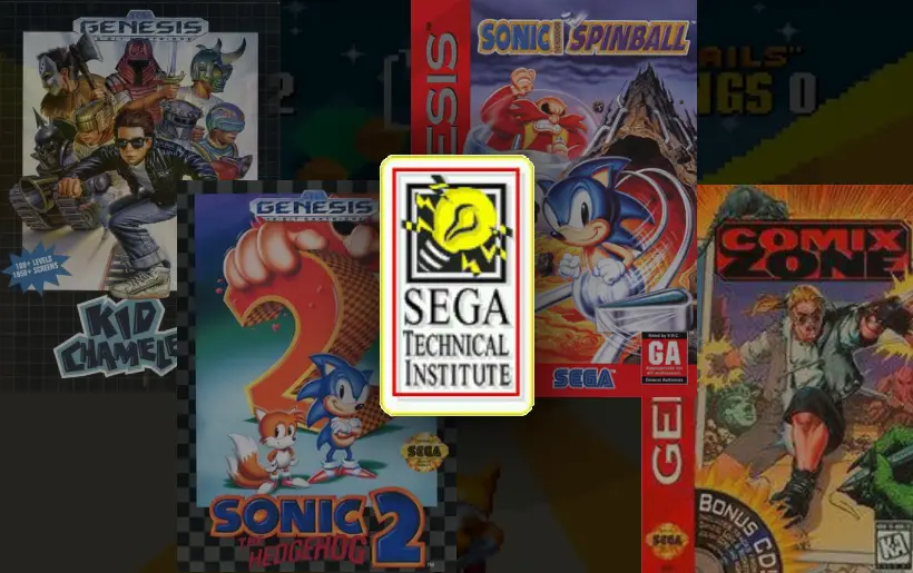 Sega Technical Institute with four of its most famous games: Kid Chameleon, Sonic the Hedgehog 2, Sonic Spinball, and Comix Zone.